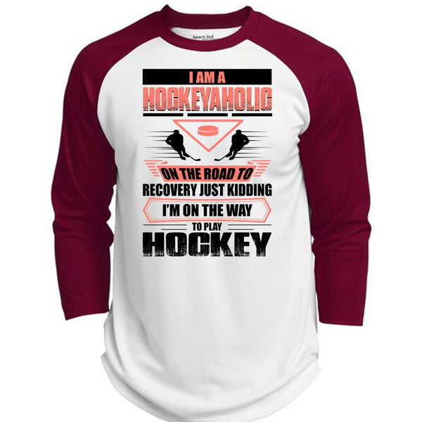 I Am A Hockeyaholic T Shirt, I Love Hockey T Shirt, Awesome T-Shirts  (Polyester Game Baseball Jersey)