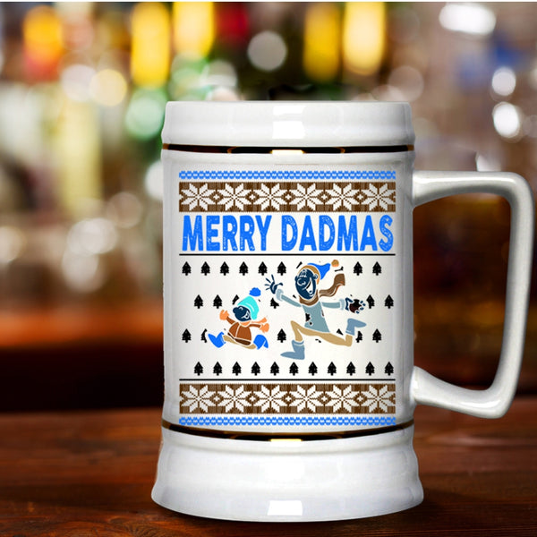 Christmas Gift For Dad Beer Stein 22oz, Merry Dadmas Beer Mug