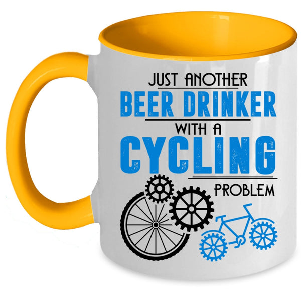 Cool Beer Drinker Coffee Mug, Beer Drinker With A Cycling Problem Accent Mug