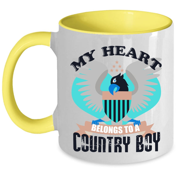 Cool Couple Coffee Mug, My Heart Belongs To A Country Boy Accent Mug