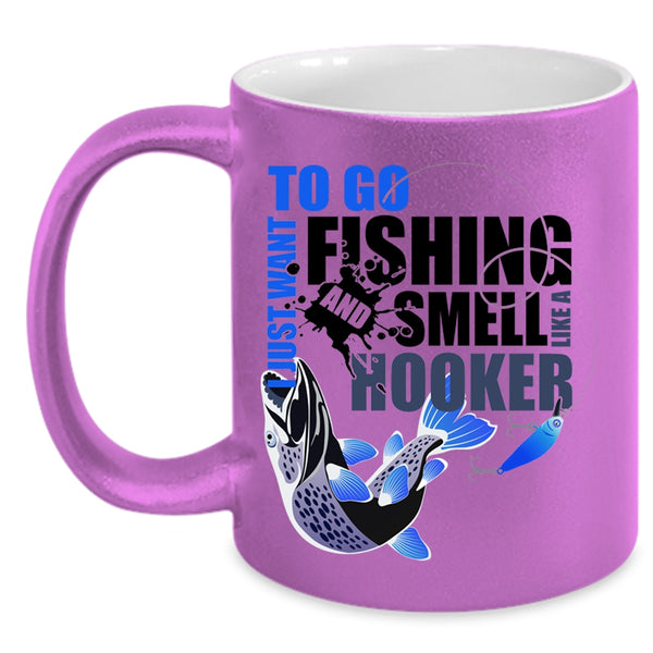 Awesome Fishing Coffee Mug, I Just Want To Go Fishing Accent Mug
