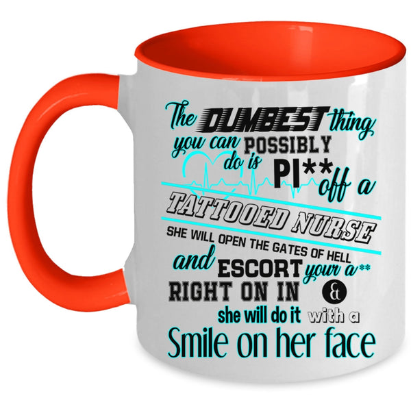 Funny Gift For Nurse Coffee Mug, Tattooed Nurse Accent Mug
