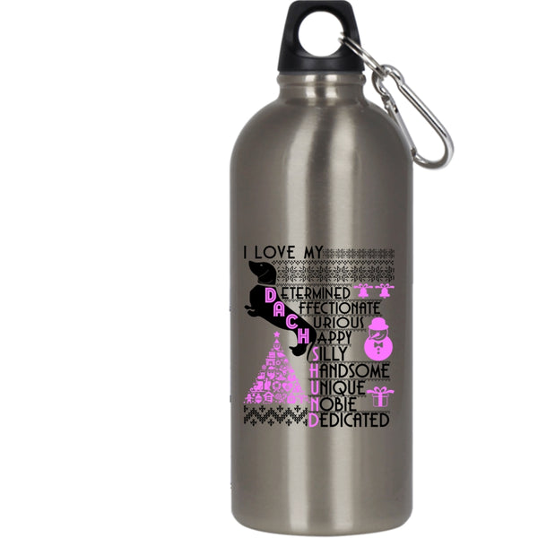 I Love My Duchshund 20 oz Stainless Steel Bottle,Cute Christmas Outdoor Sports Water Bottle