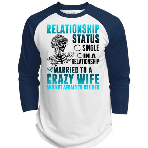 Married To A Crazy Wife T Shirt, I Love Husband T Shirt, Awesome T-Shirts  (Polyester Game Baseball Jersey)