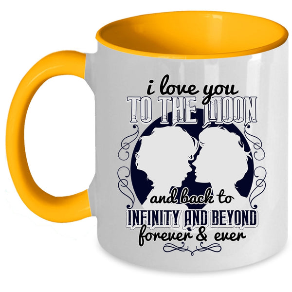 Cool Couple Coffee Mug, I Love You To The Moon And Back Accent Mug