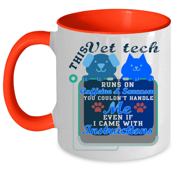 Cute Vet Tech Coffee Mug, This Vet Tech Runs On Caffeine Accent Mug