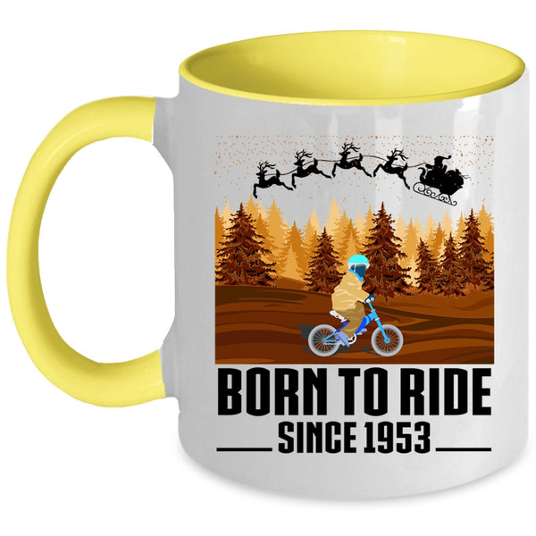 Cute Christmas Coffee Mug, Born To Ride Accent Mug