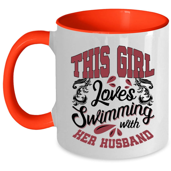 Couple Coffee Mug, This Girl Loves Swimming With Her Husband Accent Mug