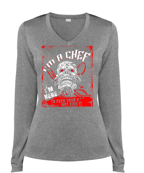 I'm A Chef T Shirt, Being A Cooker T Shirt, Cool Shirt (Ladies LS Heather V-Neck)