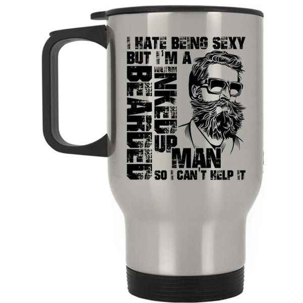 Cool Gift For My Husband Travel Mug, I'm A Bearded Inked Up Man Mug