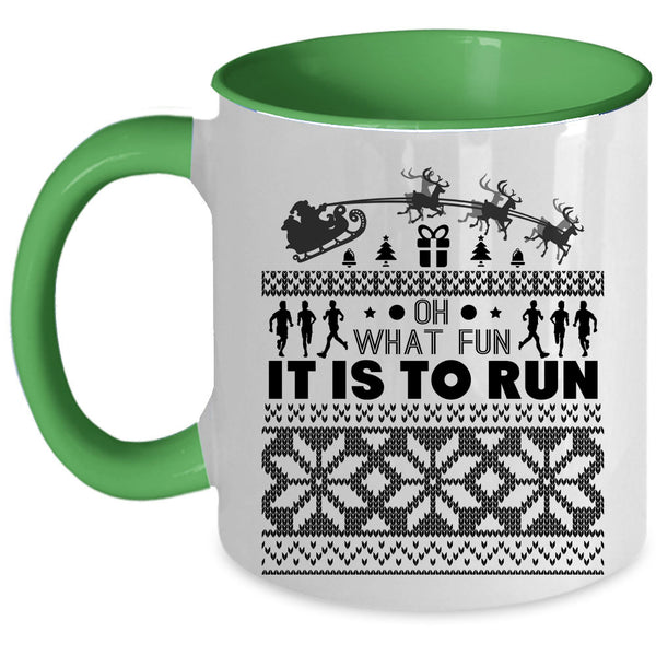 Cool Running Coffee Mug, Oh What Fun It Is To Run Accent Mug