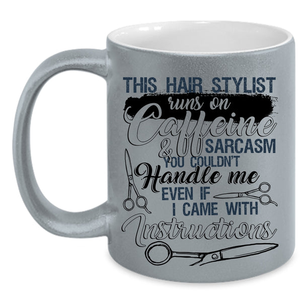 Funny Hairstylist Coffee Mug, This Hairstylist Runs On Caffeine Accent Mug