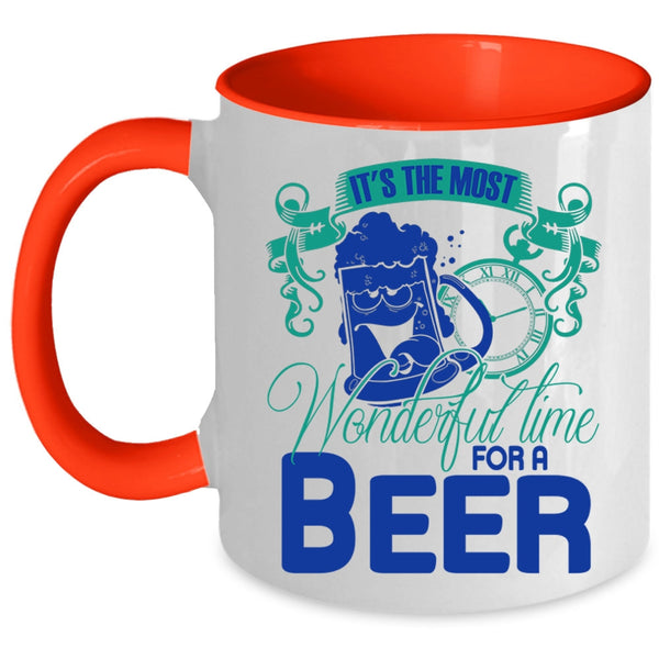 Cool Beer Drinker Coffee Mug, It's The Most Wonderful Time For A Beer Accent Mug