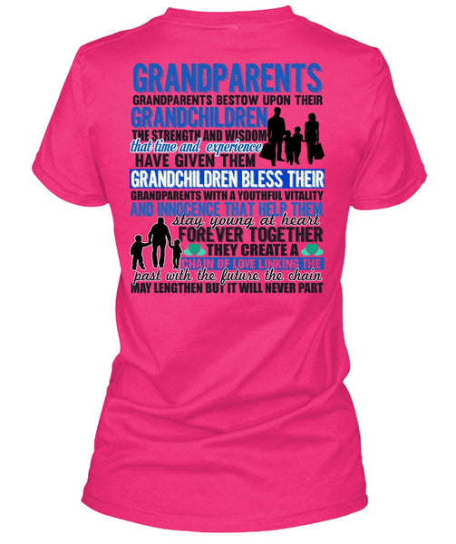 Grandparents Bestow Upon Their Grandchildren T Shirt, I Love Grandkid T Shirt, Cool Shirt (Ladies LS Heather V-Neck)