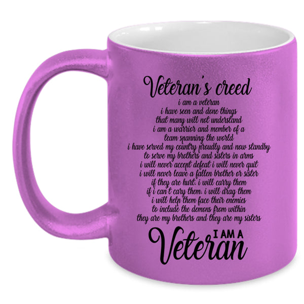 I Am A Veteran Coffee Mug, Veteran's Creed Accent Mug