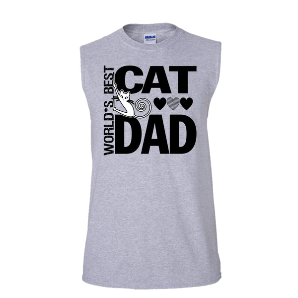 World's Best Cat Dad Shirt, Father's Day Gift  (Men's Cotton Sleeveless)
