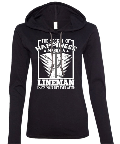 Marry A Lineman T Shirt, Being A Lineman T Shirt (Anvil Ladies Ringspun Hooded)