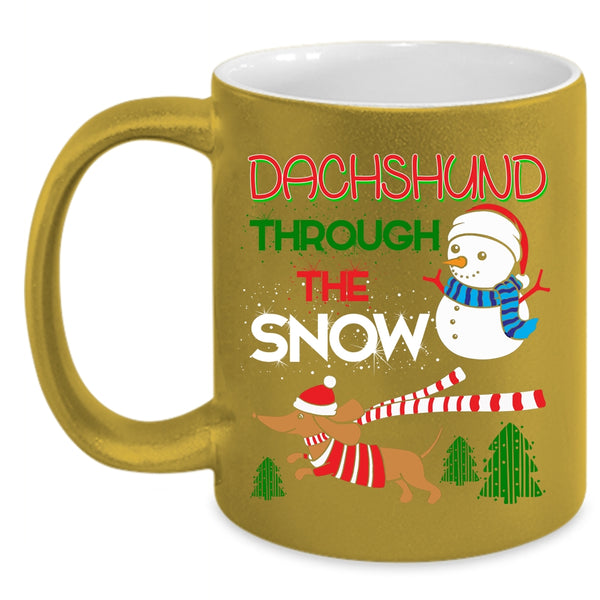 Dachshund Through The Snow Coffee Mug, Cute Dachshund Coffee Cup