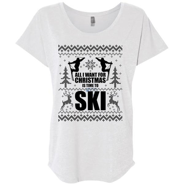 All I Want For Christmas Is Time To Ski T Shirt, I Love Skiing T Shirt, Awesome T-Shirts