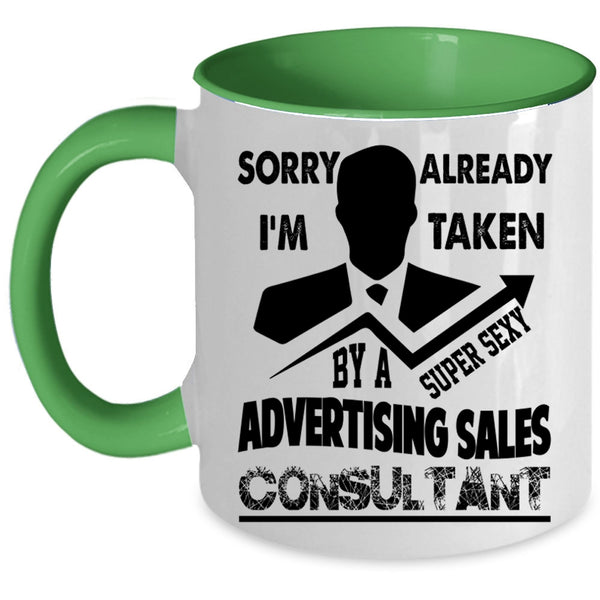 Just Married Coffee Mug, Taken By An Advertising Sales Consultant Accent Mug