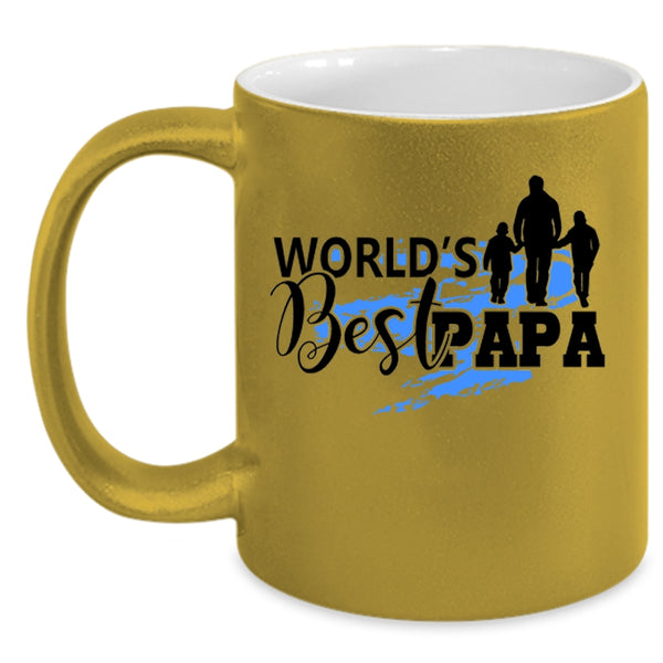 Cool Gift For Dad Coffee Mug, World's Best Papa Accent Mug