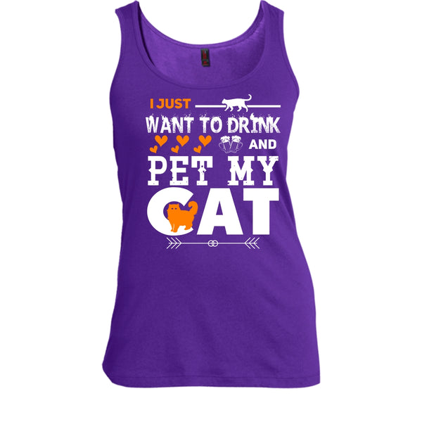I Just Want To Drink And Pet My Cat Shirt, Cool Cat Shirt