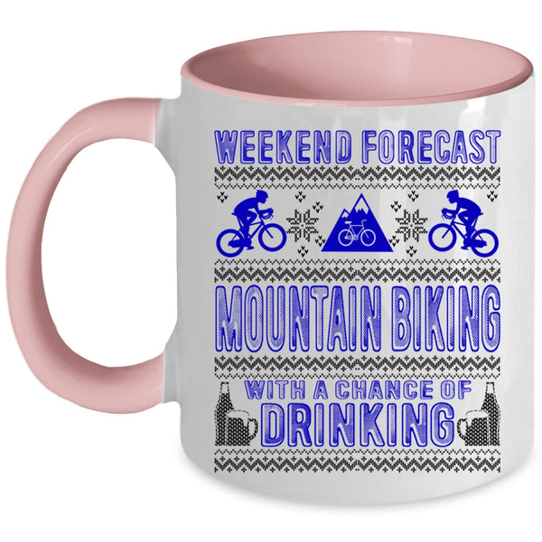 Outdoor Coffee Mug, Weekend Forecast Mountain Biking Accent Mug