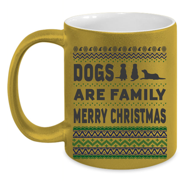 Merry Christmas Coffee Mug, Dogs Are Family Accent Mug