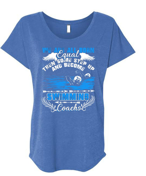 Become Swimming Coach T Shirt, I Love Swimming T Shirt, Cool Shirt (Ladies' Triblend Dolman Sleeve)