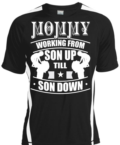 A black t-shirt with the shopify logo