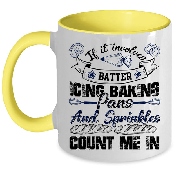 Funny Baking Coffee Mug, Batter Icing Baking Pans And Sprinkles Accent Mug