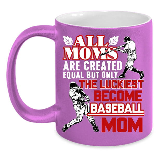 The Luckiest Mom Become Baseball Mom Coffee Mug, Cool Sport Coffee Cup