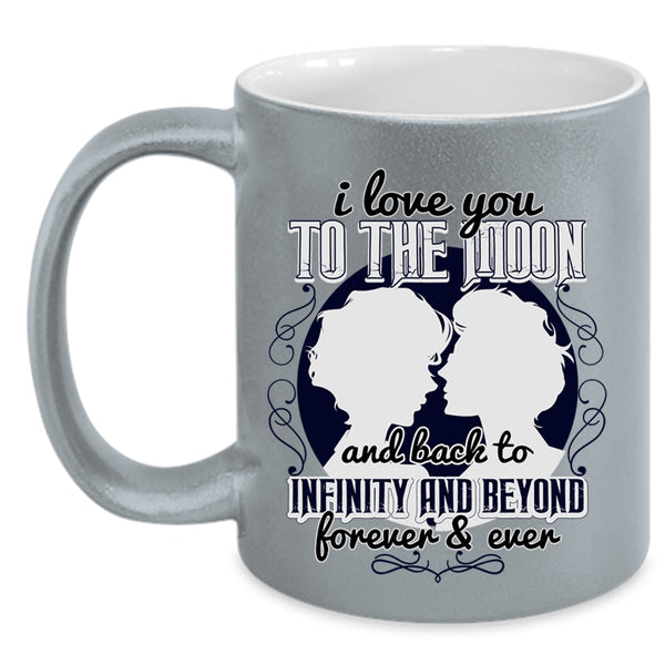 Cool Couple Coffee Mug, I Love You To The Moon And Back Accent Mug