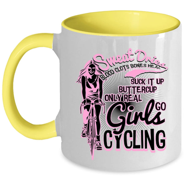 Awesome Girls Coffee Mug, Only Real Girls Go Cycling Accent Mug