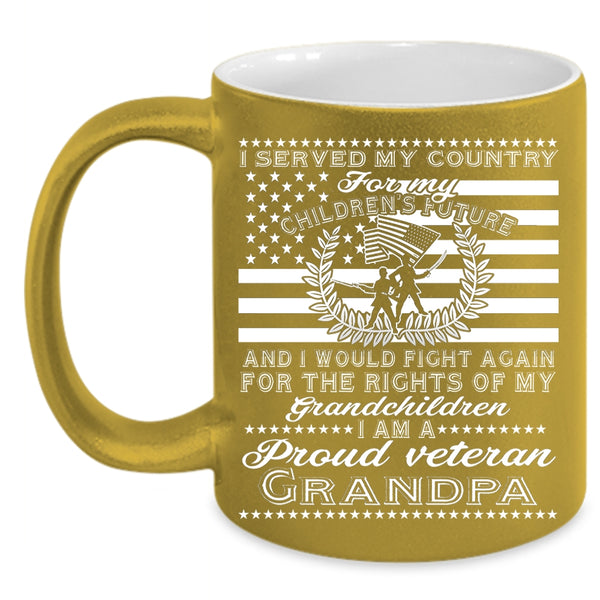 I Am A Proud Veteran Grandpa Coffee Mug, My Grandchildren Coffee Cup