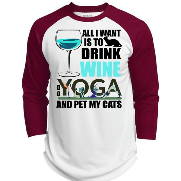 All I Want Is To Drink Wine T Shirt, I Love Yoga T Shirt, Awesome T-Shirts  (Polyester Game Baseball Jersey)
