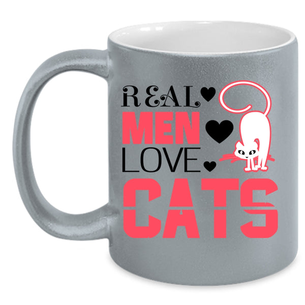 Awesome Gift For My Son Coffee Mug, Real Men Love Cats Accent Mug