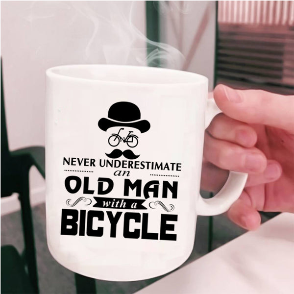 Cool Gift For Grandpas Coffee Mug, An Old Man With A Bicycle Cup
