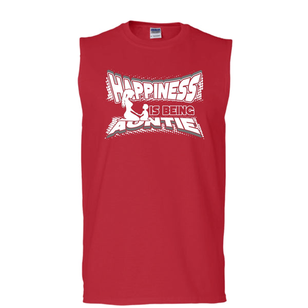 Happiness Is Being Autie T Shirt, Coolest Auntie Tank Top (Men's Cotton Sleeveless)