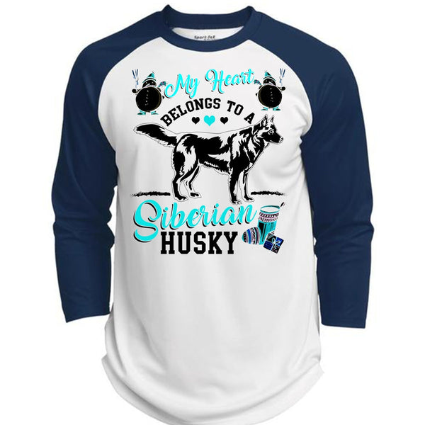 My Heart Belongs To A Siberian Husky T Shirt, I Love My Dog T Shirt, Awesome T-Shirts  (Polyester Game Baseball Jersey)