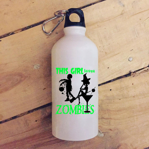 This Girl Loves Zombies 20 oz Stainless Steel Bottle,Cute Halloween Outdoor Sports Water Bottle