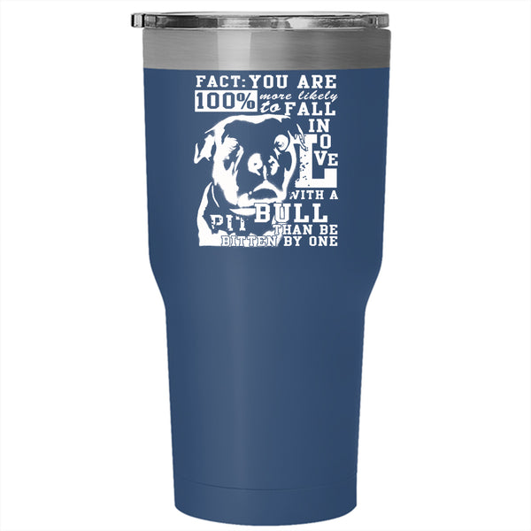 Fall In Love With A Pit Bull Tumbler 30 oz Stainless Steel, Cute Dogs Travel Mug