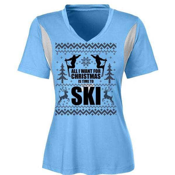 All I Want For Christmas Is Time To Ski T Shirt, I Love Skiing T Shirt, Awesome T-Shirts