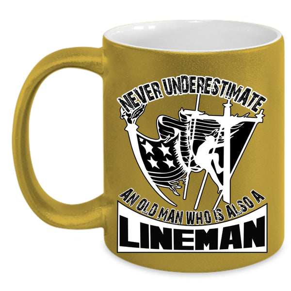 Awesome Grandpas Coffee Mug, An Old Man Is A Lineman Accent Mug
