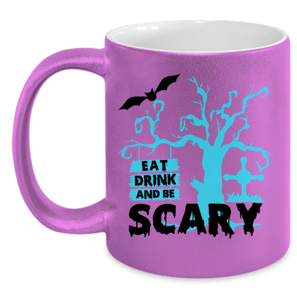 Cool Halloween Coffee Mug, Eat Drink And Be Scary Accent Mug