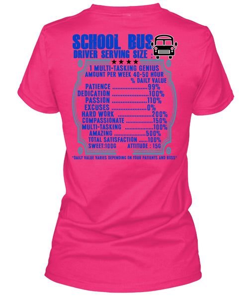 School Bus Driver Serving Size T Shirt, Being A Bus Driver T Shirt, Cool Shirt (Ladies LS Heather V-Neck)