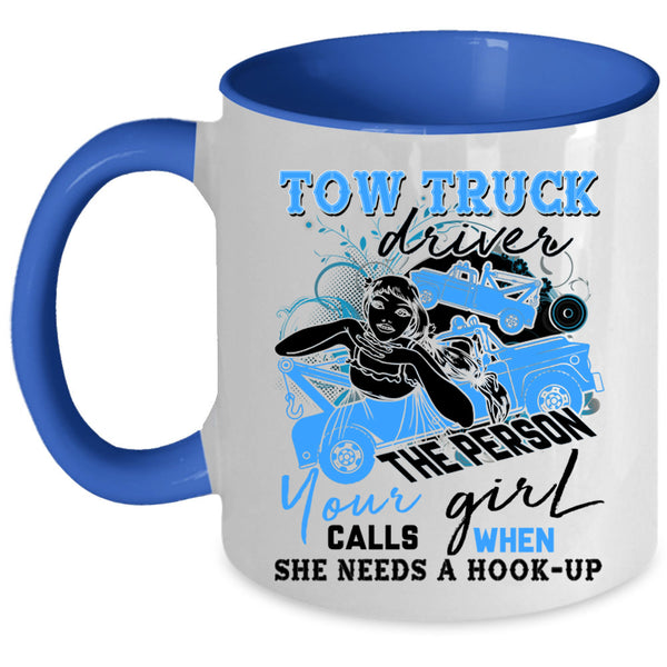 Cute Gift For Trucker Coffee Mug, Tow Truck Driver Accent Mug