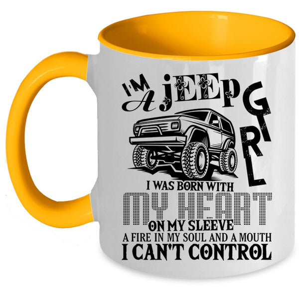 I Was Born With My Heart Coffee Mug, I'm A Jeep Girl Accent Mug