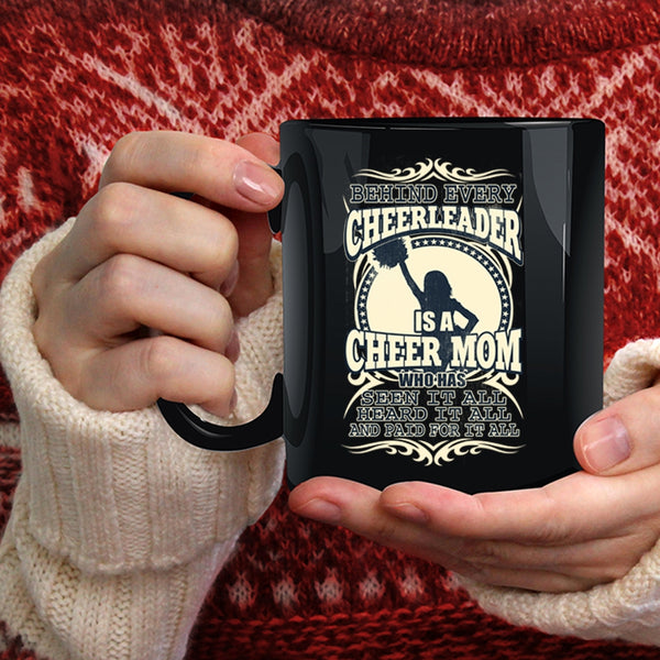 Behind Every Cheerleader Is A Cheer Mom Coffee Mug, Funny Mama Coffee Cup