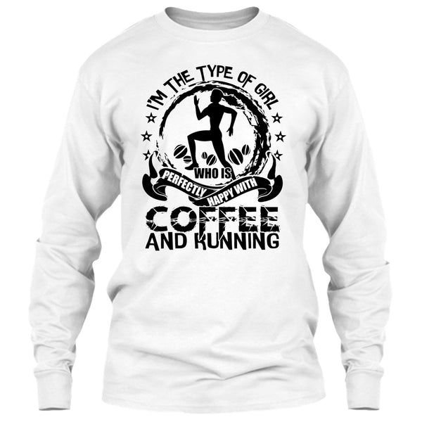 Happy With Coffee And Running T Shirt, Gift For Runner T Shirt